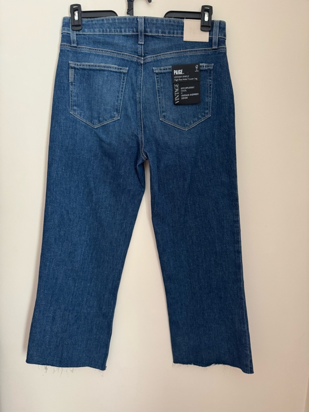 PAIGE Leenah Ankle High Rise Trouser Leg Jeans Raw Hem Size 30 Saint Tropez NWT - Picture 3 of 9